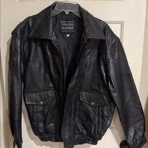 Genuine Leather Black Bomber Jacket